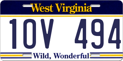 WV license plate 1OV494