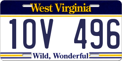 WV license plate 1OV496