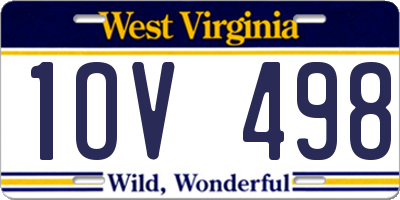 WV license plate 1OV498