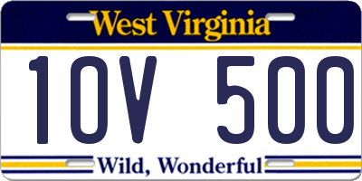 WV license plate 1OV500