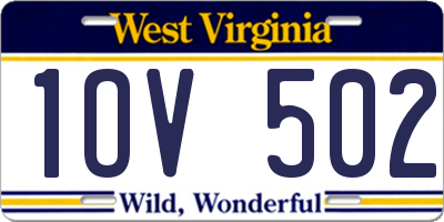 WV license plate 1OV502