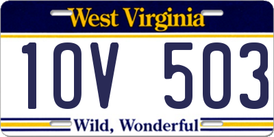 WV license plate 1OV503