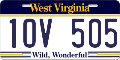 WV license plate 1OV505