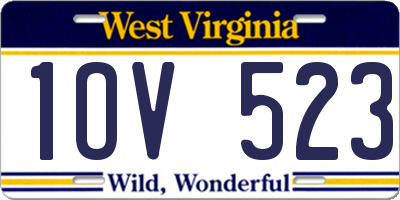 WV license plate 1OV523