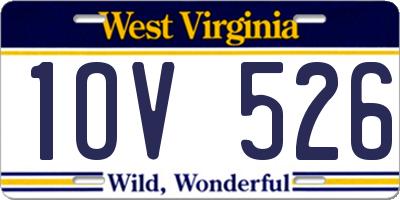 WV license plate 1OV526