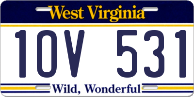 WV license plate 1OV531