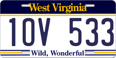 WV license plate 1OV533