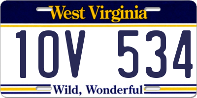 WV license plate 1OV534