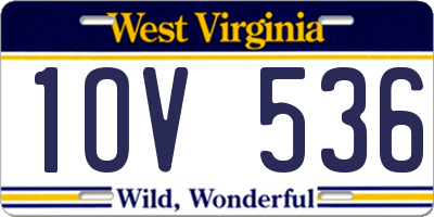WV license plate 1OV536