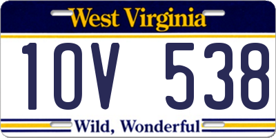 WV license plate 1OV538