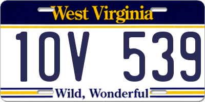 WV license plate 1OV539