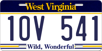 WV license plate 1OV541