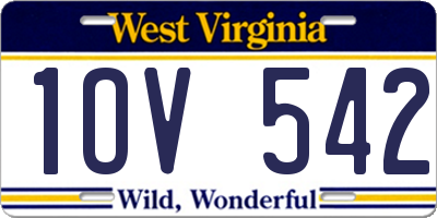 WV license plate 1OV542