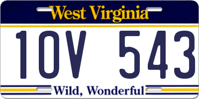 WV license plate 1OV543