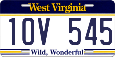 WV license plate 1OV545