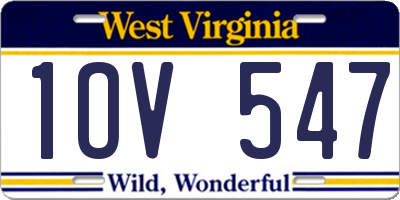 WV license plate 1OV547