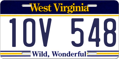 WV license plate 1OV548