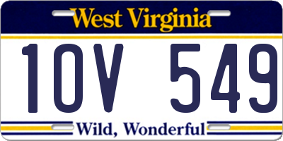 WV license plate 1OV549
