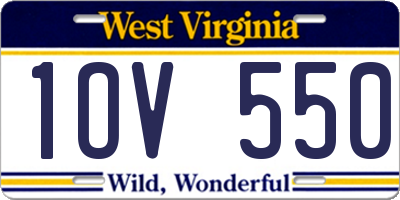 WV license plate 1OV550