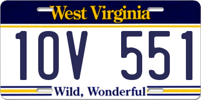 WV license plate 1OV551