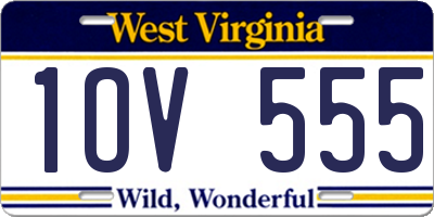 WV license plate 1OV555