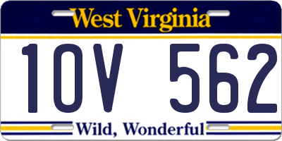 WV license plate 1OV562