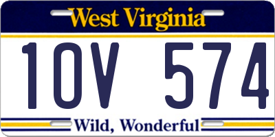 WV license plate 1OV574