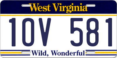WV license plate 1OV581