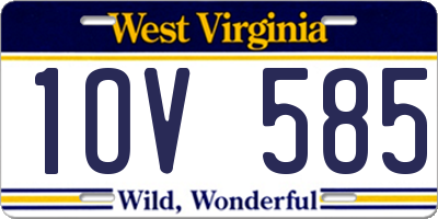 WV license plate 1OV585