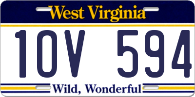 WV license plate 1OV594