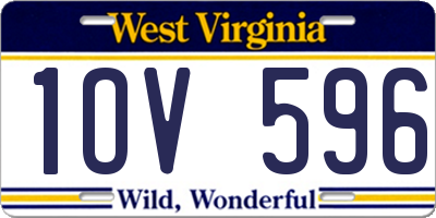 WV license plate 1OV596