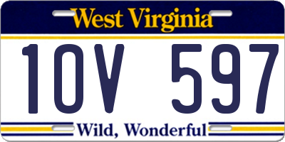 WV license plate 1OV597