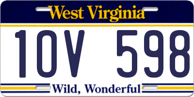 WV license plate 1OV598