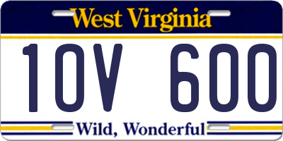 WV license plate 1OV600