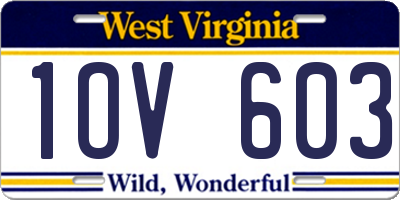 WV license plate 1OV603
