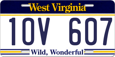 WV license plate 1OV607