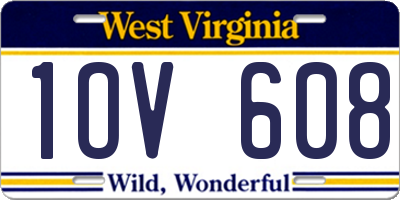 WV license plate 1OV608