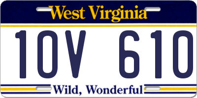 WV license plate 1OV610