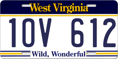 WV license plate 1OV612