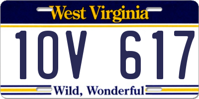 WV license plate 1OV617