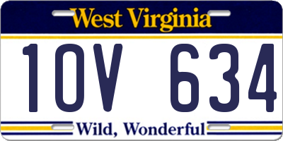 WV license plate 1OV634