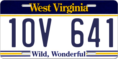 WV license plate 1OV641