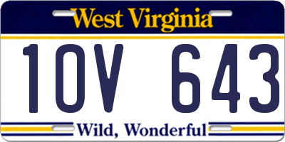 WV license plate 1OV643