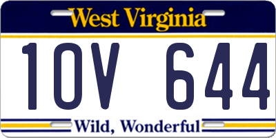 WV license plate 1OV644
