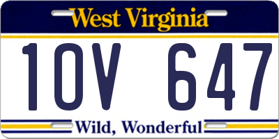 WV license plate 1OV647