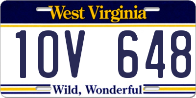 WV license plate 1OV648