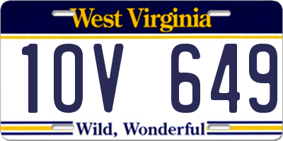 WV license plate 1OV649