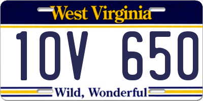 WV license plate 1OV650
