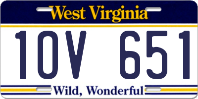 WV license plate 1OV651