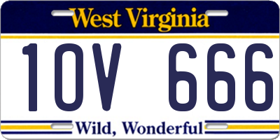 WV license plate 1OV666